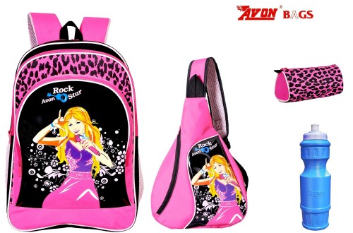 Avon Rockstar Black & Pink 18 Student Backpack Combo