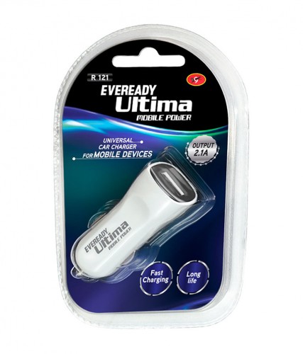 Eveready 2.1 Amp USB Car Charger - White