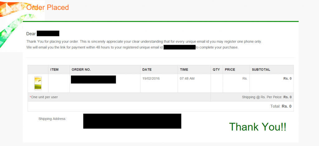 Freedom 251 Booking payment