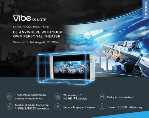 Lenovo launched Vibe K5 Note