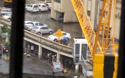 High rise building, premises road caves in at Lloyds estate, Mumbai