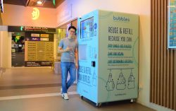 Crushing Single-Use Plastic With Bubbles Refillery Vending Machines