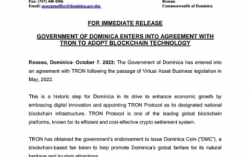 TRON Becomes the “National Blockchain” of Dominica as the First of Its Kind