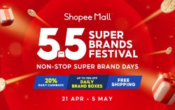 Enjoy non-stop Super Brand Days from well-loved brands at Shopee Mall 5.5 Super Brands Festival