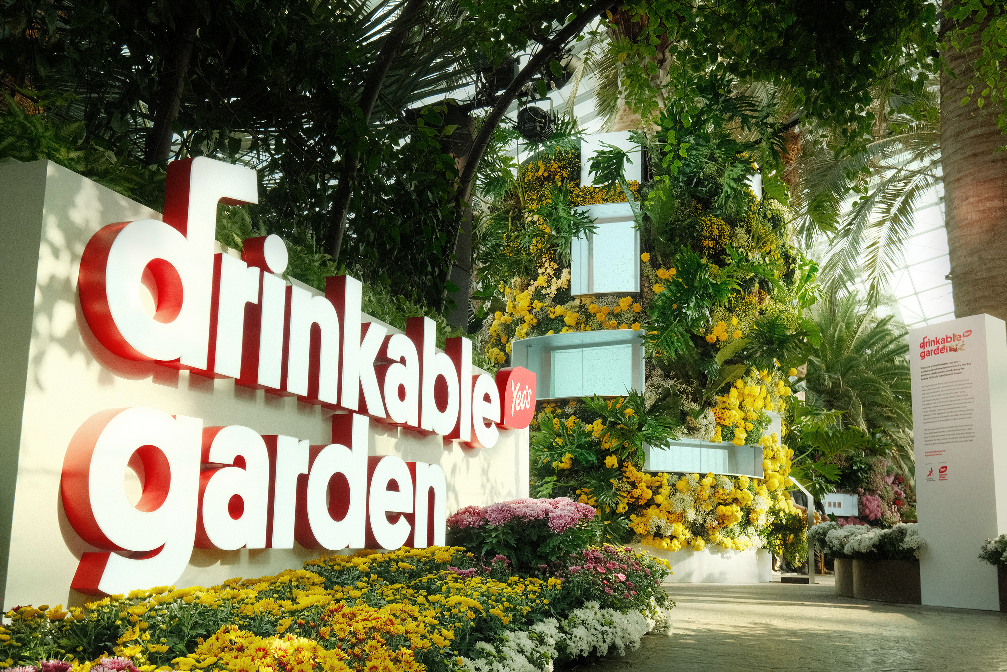 Yeo's Drinkable Garden is located within the Flower Dome of premier horticultural destination Gardens by the Bay