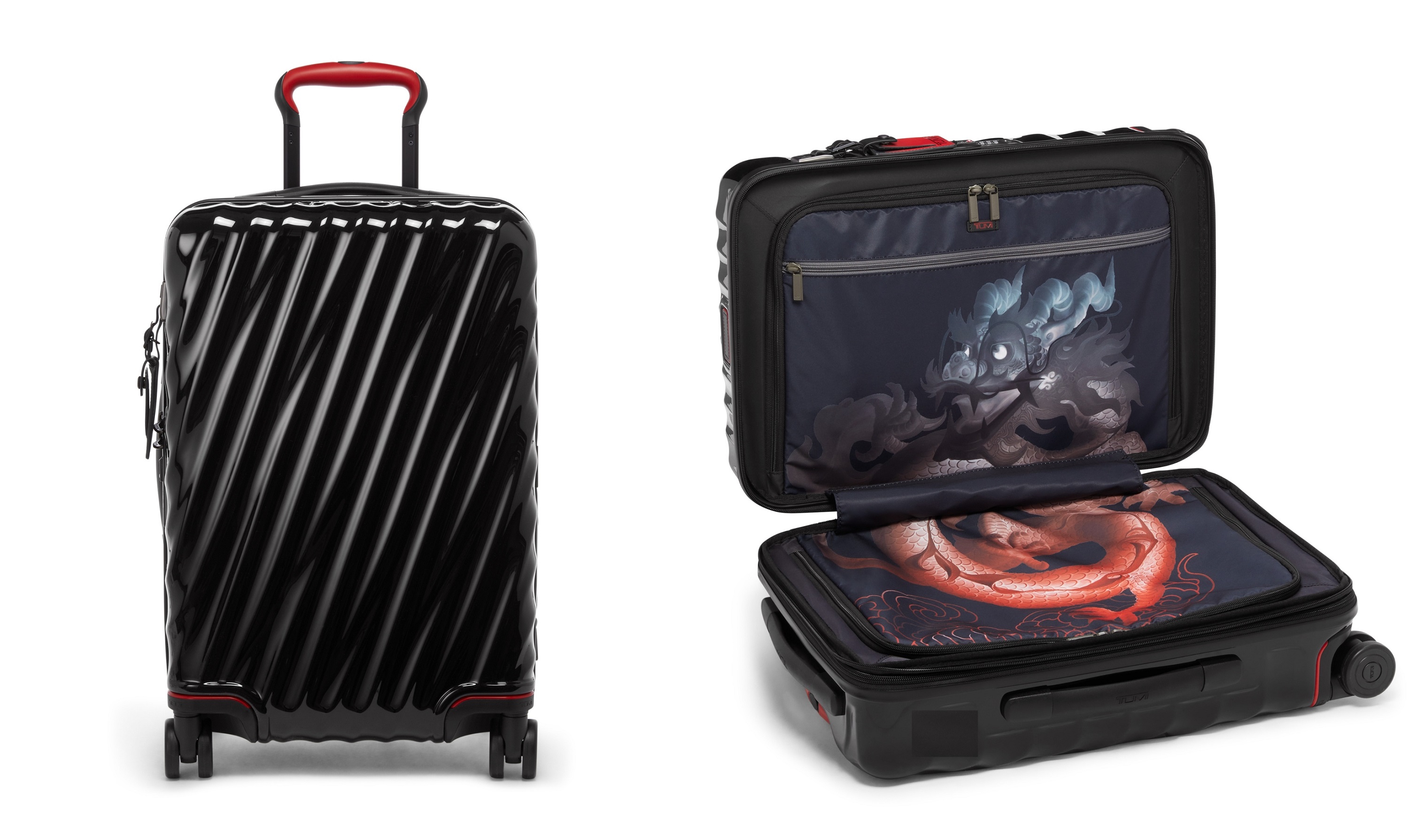 19 Degree International Expandable 4 Wheeled Carry-On in Dragon Print