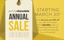 Enjoy Up to 60% Off Site-Wide with Awfully Chocolate’s First Ever Annual Sale this March