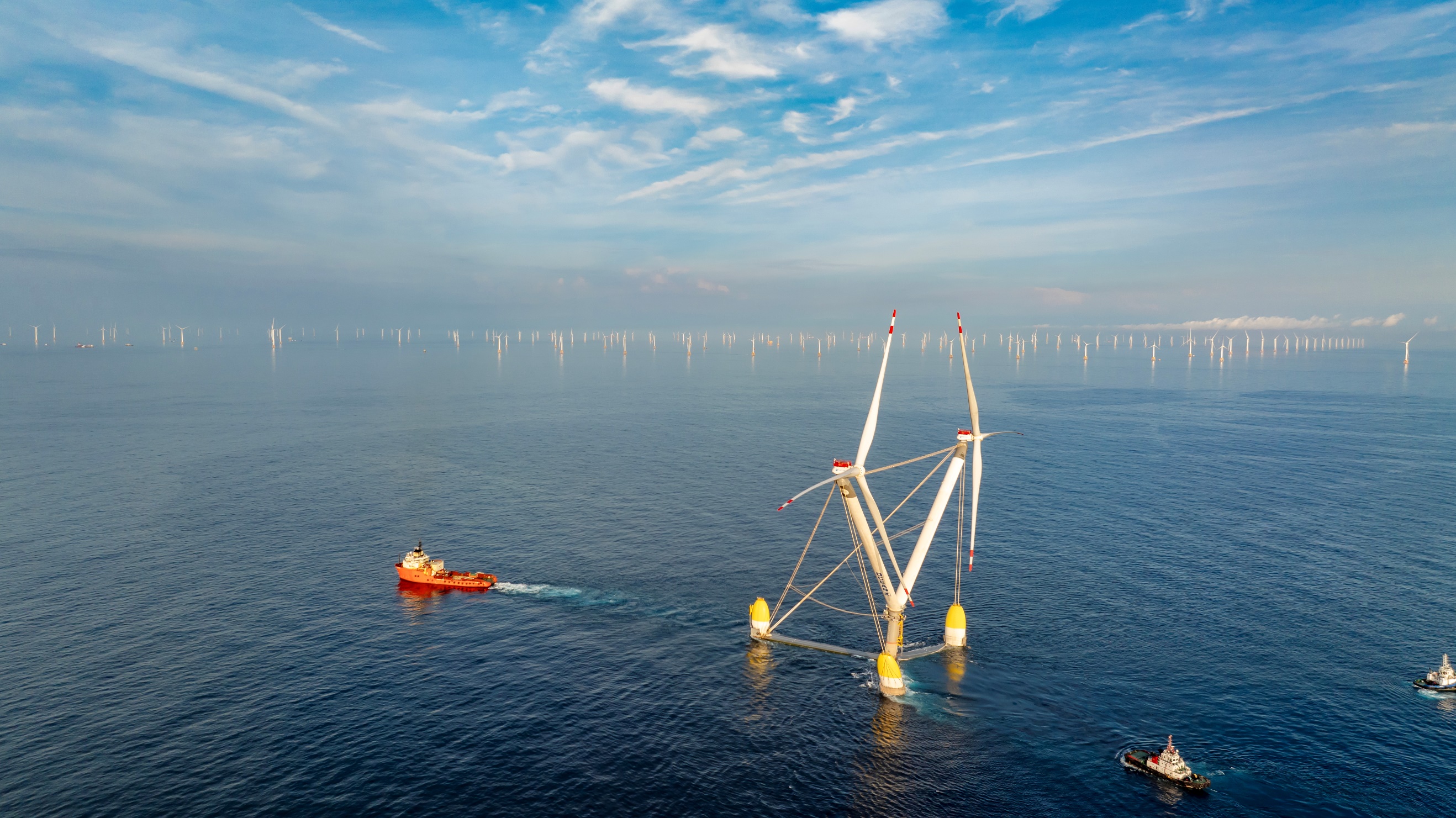 August, 13, 2024. Mingyang's OceanX arrives at Yangjiang Qingzhou IV Offshore Wind Farm Yangjiang, Guangdong Province, China.