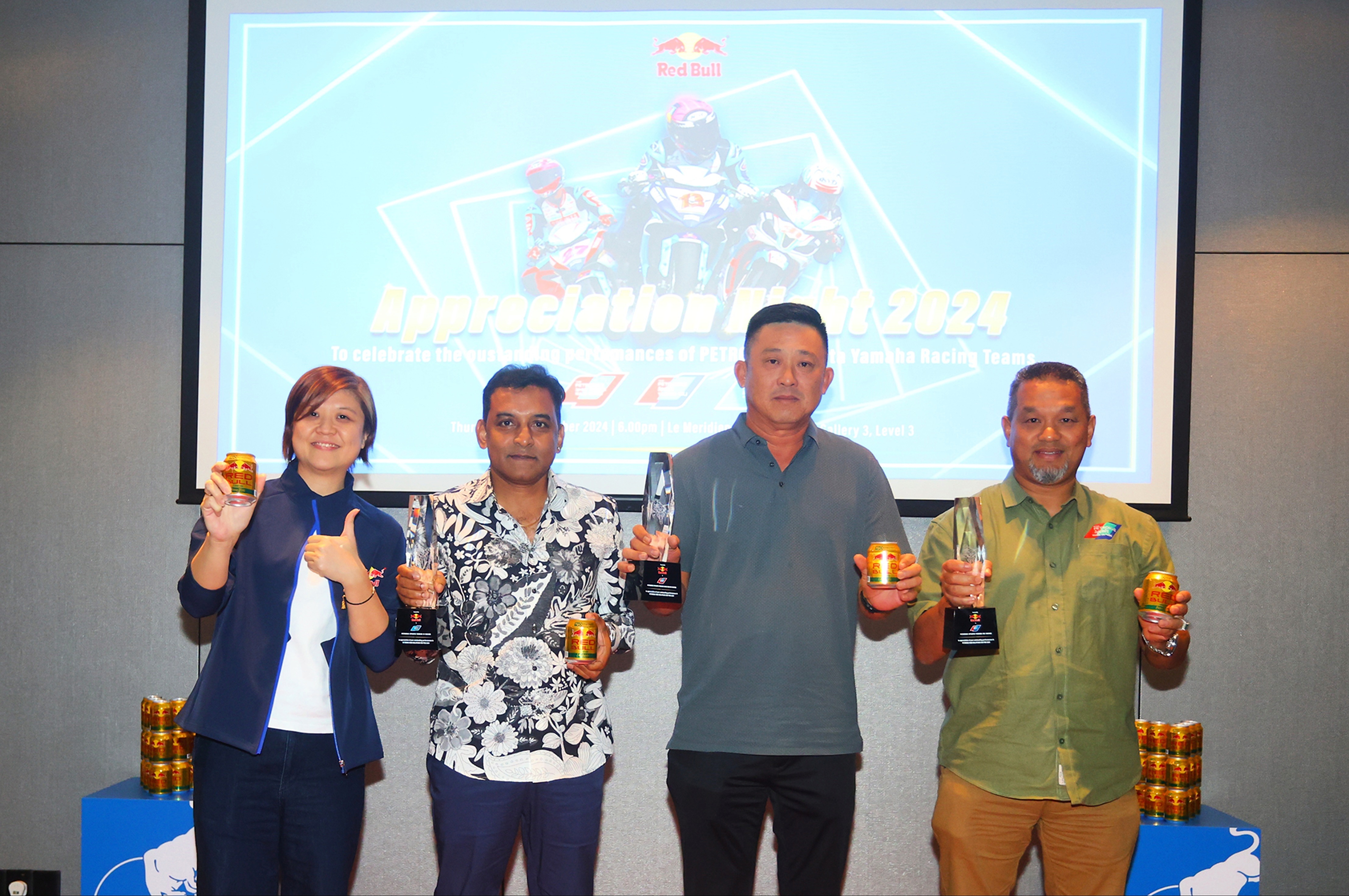 From left: Adelene Tay, Head of Marketing of Red Bull; Mr. K. Sivanesan, 31 Racing Team Owner; Mr. Yong Yin Hoe, Maju Motor Racing Team Owner; and Mr Che Ku Jonaidi, CKJ Racing Team Owner